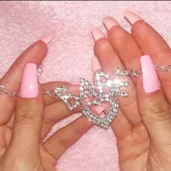 BABE Y2K 2000s Rhinestone Silver Heart Waist Belly Chain Belt Festival Concert - Picture 10 of 11